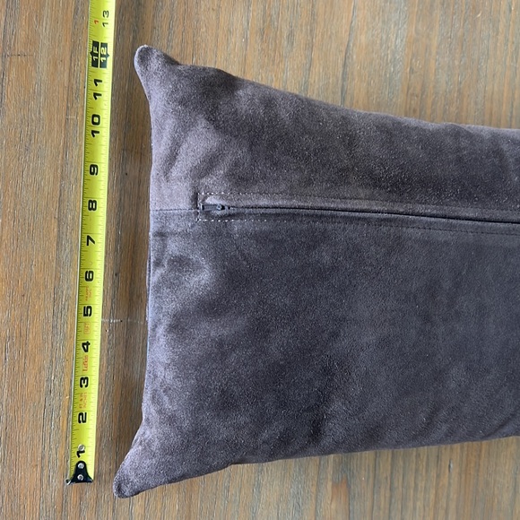 New Never Used Chocolate Leather Suede Pillow Cover with Down Insert - Picture 5 of 6